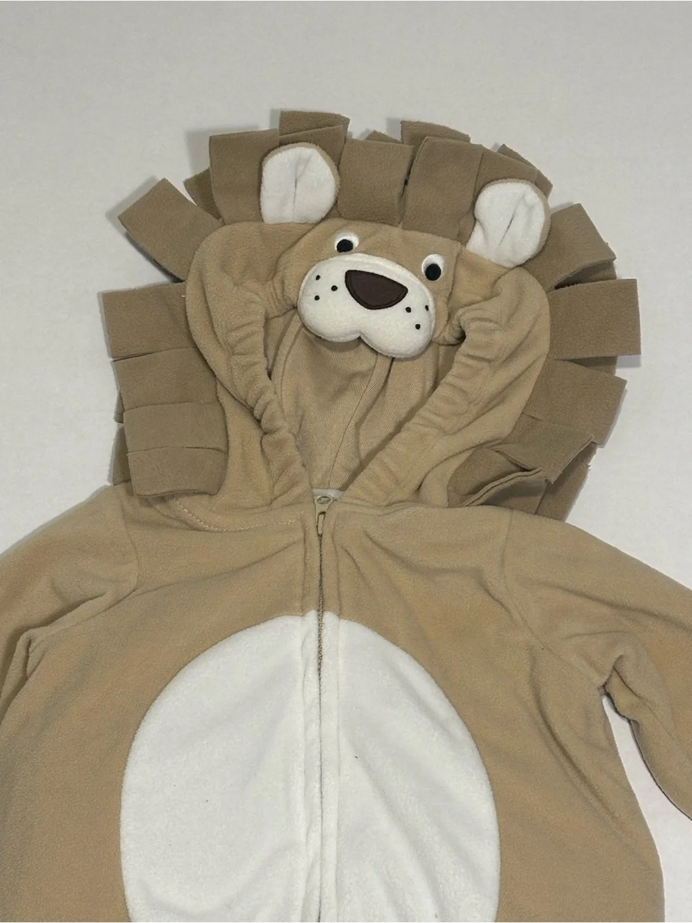 Carter's Beige Fleece Hooded Full Zip Jacket/Costume Lion Theme 6-9 Months - Picture 2 of 8